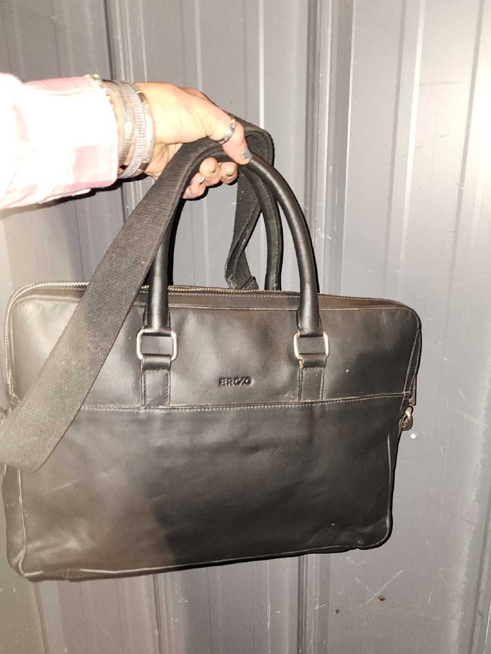 ERCO (Designed in Sweden) Genuine Top Grain Leather Briefcase Black Nice Bag!